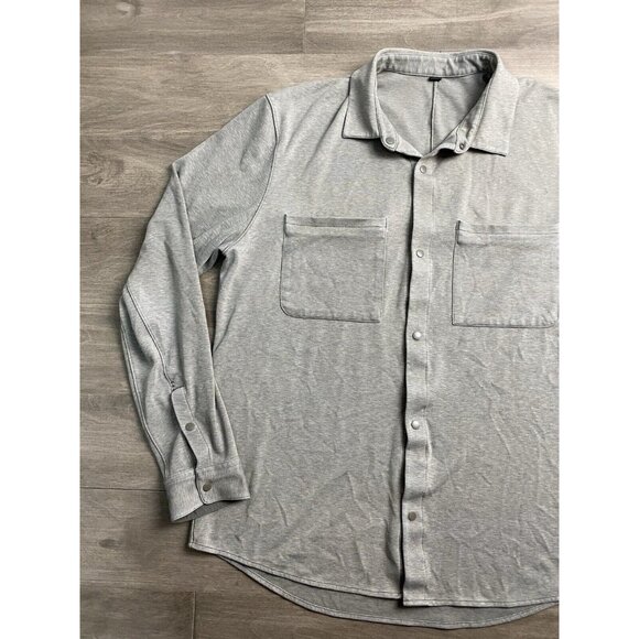 Lululemon Soft Knit Snap Overshirt Men's Long Sleeve Layer Active Gray XL Shirt - Picture 6 of 10